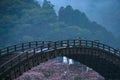 Kintai Kyo bridge on rainy day, Iwakumi Hiroshima, japan Royalty Free Stock Photo