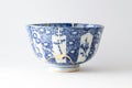 Antique blue bowl restored with antique kintsugi real gold technique Royalty Free Stock Photo