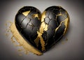 Kintsugi heart cracked broken repaired gold filling separated