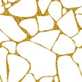 Kintsugi seamless pattern. Gold cracks on white background