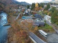 Kinugawa river and small town in Nikko Prefecture Royalty Free Stock Photo