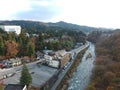 Kinugawa river and small town in Nikko Prefecture Royalty Free Stock Photo