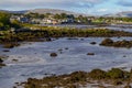 Kinvarra bay with village and boats