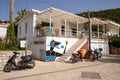 KIONI, ITHACA island, GREECE-August, 2021. Walking through the colorful streets of Kioni village in ITHACA island