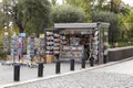 The kiosk with many magazines and newspapers
