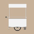 Kiosk white, template blank of kiosk wheels cart stock clip art for design, kiosk empty for design of market and exterior symbol