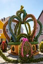 Traditionally decorated easter fountain in Kipfenberg