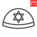 Kippah line icon, rosh hashanah and yarmulke, jewish cap sign vector graphics, editable stroke linear icon, eps 10.