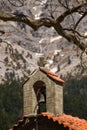 Kipseli village st Panteleimon church view to the mountain Tzoumerka in winter