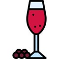 Kir Cocktail icon, Alcoholic mixed drink vector Royalty Free Stock Photo