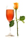 Kir Royal Cocktail with a Rose on white Background Royalty Free Stock Photo