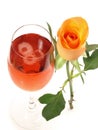 Kir Royal Cocktail with a Rose on white Background Royalty Free Stock Photo