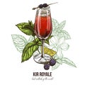 Kir Royale cocktail with blackberries