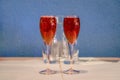 Kir Royale with Cremant and Creme de Cassis at a restaurant in Colmar, France Royalty Free Stock Photo