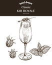 Kir Royale. Vector sketch illustration