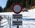 Kirchberg in Tirol, Tirol/Austria - March 24 2019: Road sign in Austria no traffic allowed except for bikers Royalty Free Stock Photo