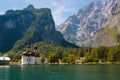 Kirche St. Bartholomae St. Bartholomew`s Church at Lake K nigssee, Berchtesgaden National Park, Bavaria