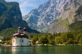 Kirche St. Bartholomae St. Bartholomew`s Church at Lake K nigssee, Berchtesgaden National Park, Bavaria