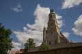 Kirche St. Georg an der historischen Stadtmauer von Amberg in der Oberpfalz, Bayern, Sonne, blauer Himmel Royalty Free Stock Photo