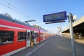 Kirchheim, Germany, January 10 2024: Deutsche Bahn train at the station - S-Bahn at track 2 towards Stuttgart