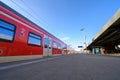 Kirchheim, Germany, January 10 2024: Deutsche Bahn train at the station - S-Bahn at track 2 towards Stuttgart