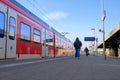 Kirchheim, Germany, January 10 2024: Deutsche Bahn train at the station - S-Bahn at track 2 towards Stuttgart