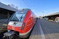 Kirchheim, Germany, January 10 2024: Deutsche Bahn train at the station - S-Bahn at track 2 towards Stuttgart