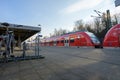 Kirchheim, Germany, January 10 2024: Deutsche Bahn train at the station - S-Bahn at track 2 towards Stuttgart