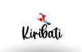 Kiribati country big text with flag inside map concept logo