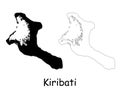 Kiribati Map. Kiribati Black silhouette and outline map isolated on white background. Kiritimati Island Territory Border Boundary