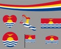 Kiribati Flag Map Ribbon And Heart Icons Vector Illustration Collection Royalty Free Stock Photo
