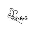 Kiribati outline map with the handwritten country name. Continuous line drawing of patriotic home sign