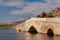 Kirikkale/Turkey-October 27 2019: Multi arched stone bridge Tas kopru, Cesnigir Bridge on Kizilirmak River