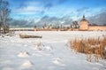 Kirillo-Belozersky monastery and an old boat