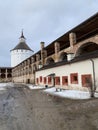 Kirillo-Belozersky monastery. Vologda tower and fortress wall galleries. Russia, Vologda region, Kirillov city Royalty Free Stock Photo