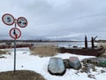 Kirillov district, Vologda region, Russia, February, 20, 2020. Crossing the Severo-Dvinsky channel in Kirillov district of Vologd
