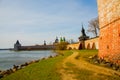 KIRILLOV, RUSSIA: Old Orthodox religious buildings on the background of blue sky Royalty Free Stock Photo