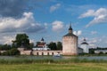 View from lake to Kirillo-Belozersky monastery. Monastery of the Russian Orthodox Church, located within the city of Kirillov, Royalty Free Stock Photo