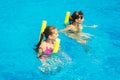 People are engaged in water aerobics in pool Royalty Free Stock Photo