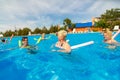 People are engaged in water aerobics in pool Royalty Free Stock Photo