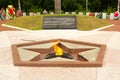 Kirishi, Leningrad region of Russia august 09, 2012: War memorial, eternal flame, People As long as hearts are beating