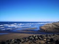 Kirkcaldy blue  skys Beach in fife Royalty Free Stock Photo