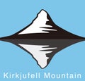 Kirkjufell, Iceland, famous landmark flat icon design, vector, Famous scenic spots