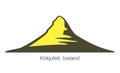 Kirkjufell, Iceland, famous landmark flat icon design, vector, Famous scenic spots