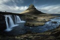 Kirkjufell mountain and Kirkjufellfoss waterfall Royalty Free Stock Photo