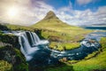 Kirkjufell mountain landscape in Iceland summer Royalty Free Stock Photo