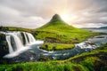 Kirkjufell mountain landscape in Iceland summer. Royalty Free Stock Photo