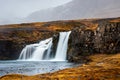 Kirkjufellsfoss waterfal in Snaefellsnes peninsula of Iceland