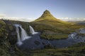 Kirkjufellsfoss waterfall with Kirkjufell mountain Iceland