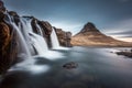 Kirkjufellsfoss waterfalls and kirkjufell in Iceland.